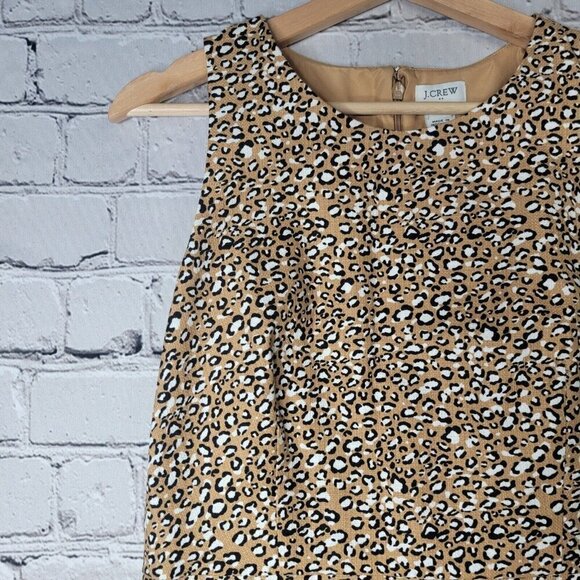 J Crew Basketweave Sheath Dress In Animal Print 100% Cotton Shell Size 4 - Picture 4 of 12